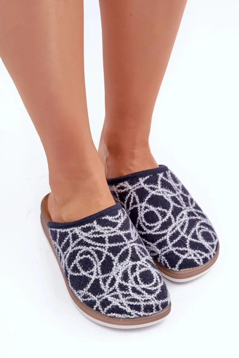 Błyszczące Kapcie Damskie Inblu CT000028 Granatowe