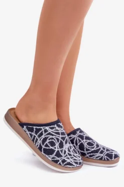 Błyszczące Kapcie Damskie Inblu CT000028 Granatowe