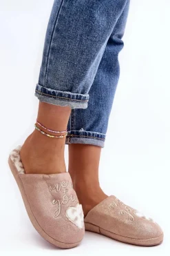 Błyszczące Kapcie Damskie Różowe Geraja