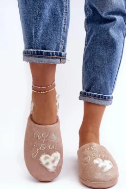 Błyszczące Kapcie Damskie Różowe Geraja