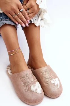 Błyszczące Kapcie Damskie Różowe Geraja