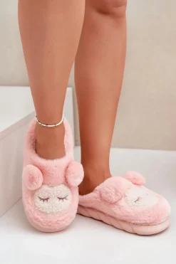 Ciepłe Futrzane Kapcie Damskie Różowe Jozelinetta