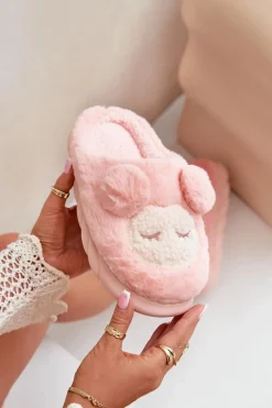 Ciepłe Futrzane Kapcie Damskie Różowe Jozelinetta