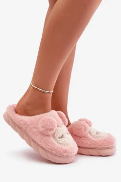 Ciepłe Futrzane Kapcie Damskie Różowe Jozelinetta