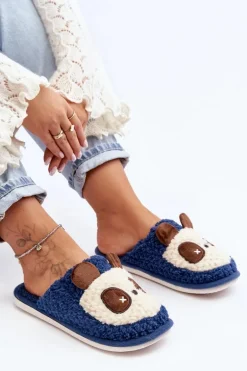 Ciepłe Kapcie Damskie Granatowe Priseth