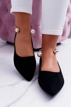 Czarne Balerinki Z Bransoletką W Szpic Mami