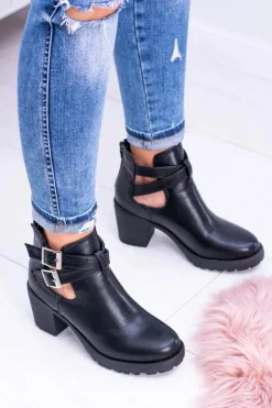 Czarne Botki z Wycięciami Brooklyn