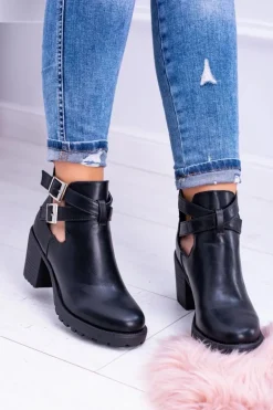 Czarne Botki z Wycięciami Brooklyn