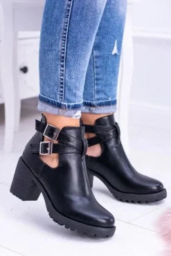 Czarne Botki z Wycięciami Brooklyn