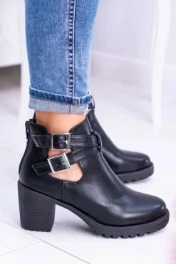 Czarne Botki z Wycięciami Brooklyn
