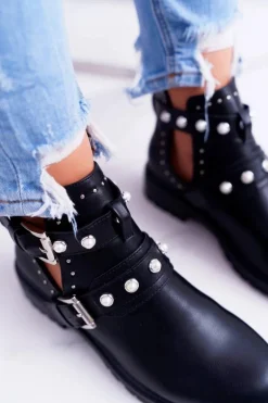 Czarne Botki z Wycięciami Cadenza