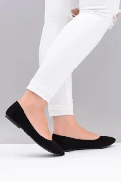 Czarne Damskie Balerinki Zamsz Buenos