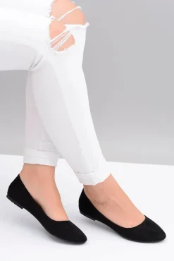 Czarne Damskie Balerinki Zamsz Buenos