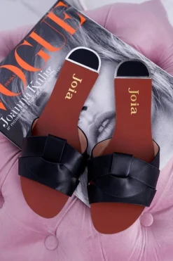 Czarne Damskie Klapki Sluck