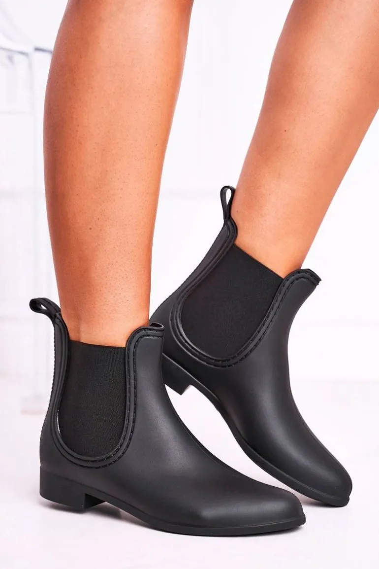 Czarne Damskie Matowe Kalosze Sztyblety Answear