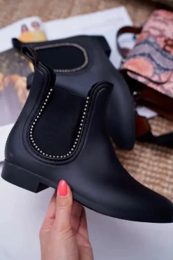 Czarne Damskie Matowe Kalosze Sztyblety Dżety Answear