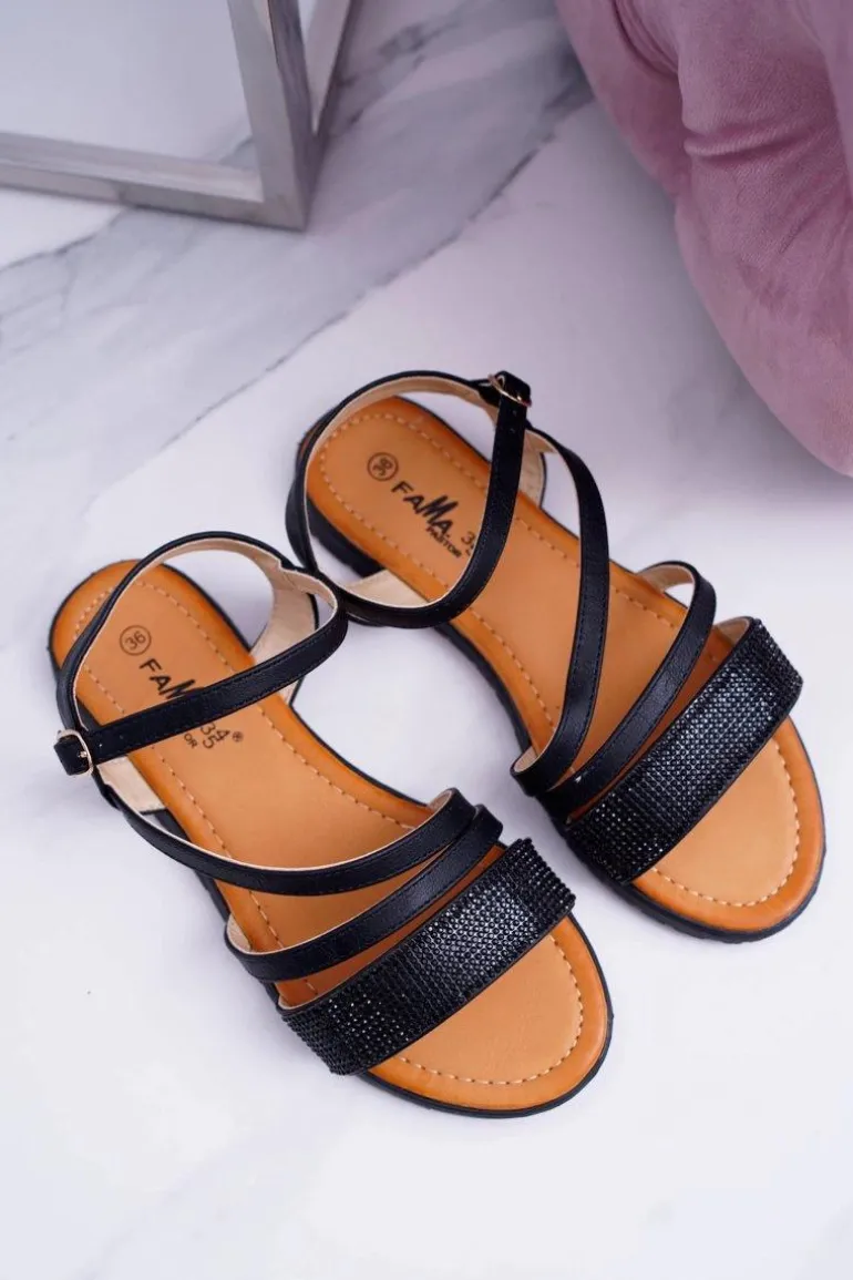 Czarne Eleganckie Damskie Sandałki Noemie