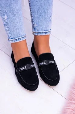 Czarne Mokasyny Damskie Lu Boo Horten