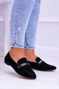 Czarne Mokasyny Damskie Lu Boo Horten