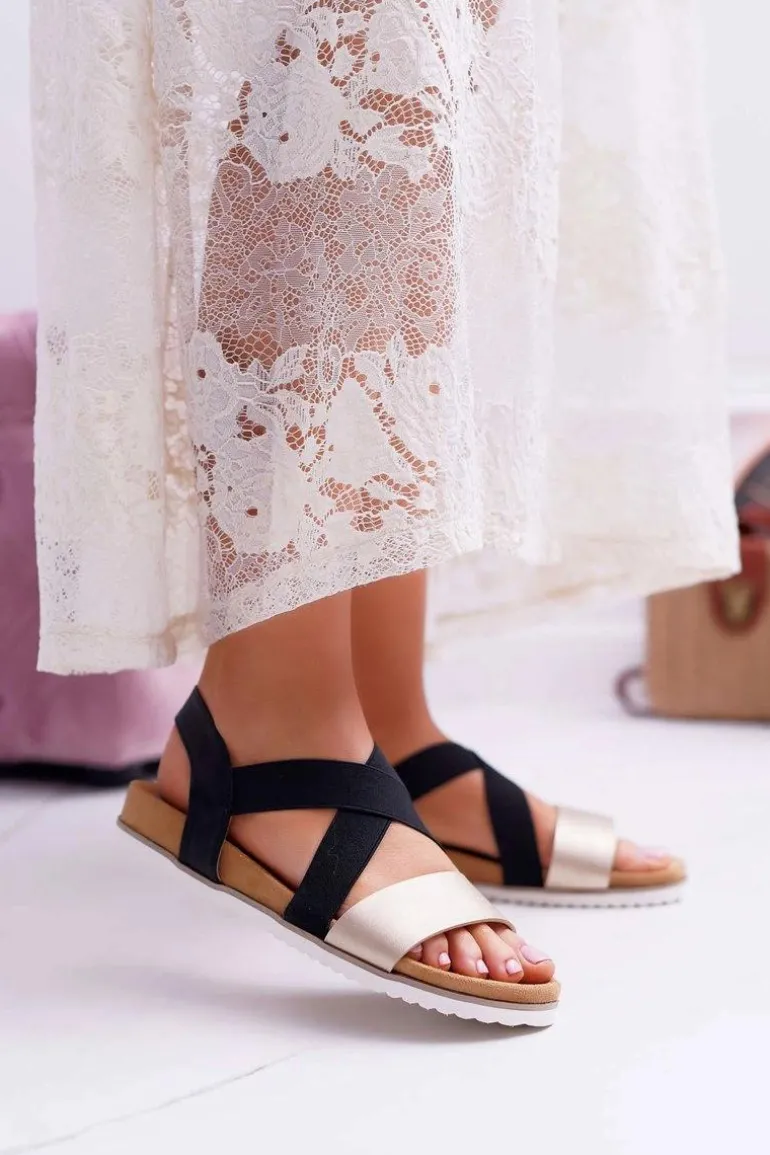 Czarne Sandały Damskie Z Gumkami Itako