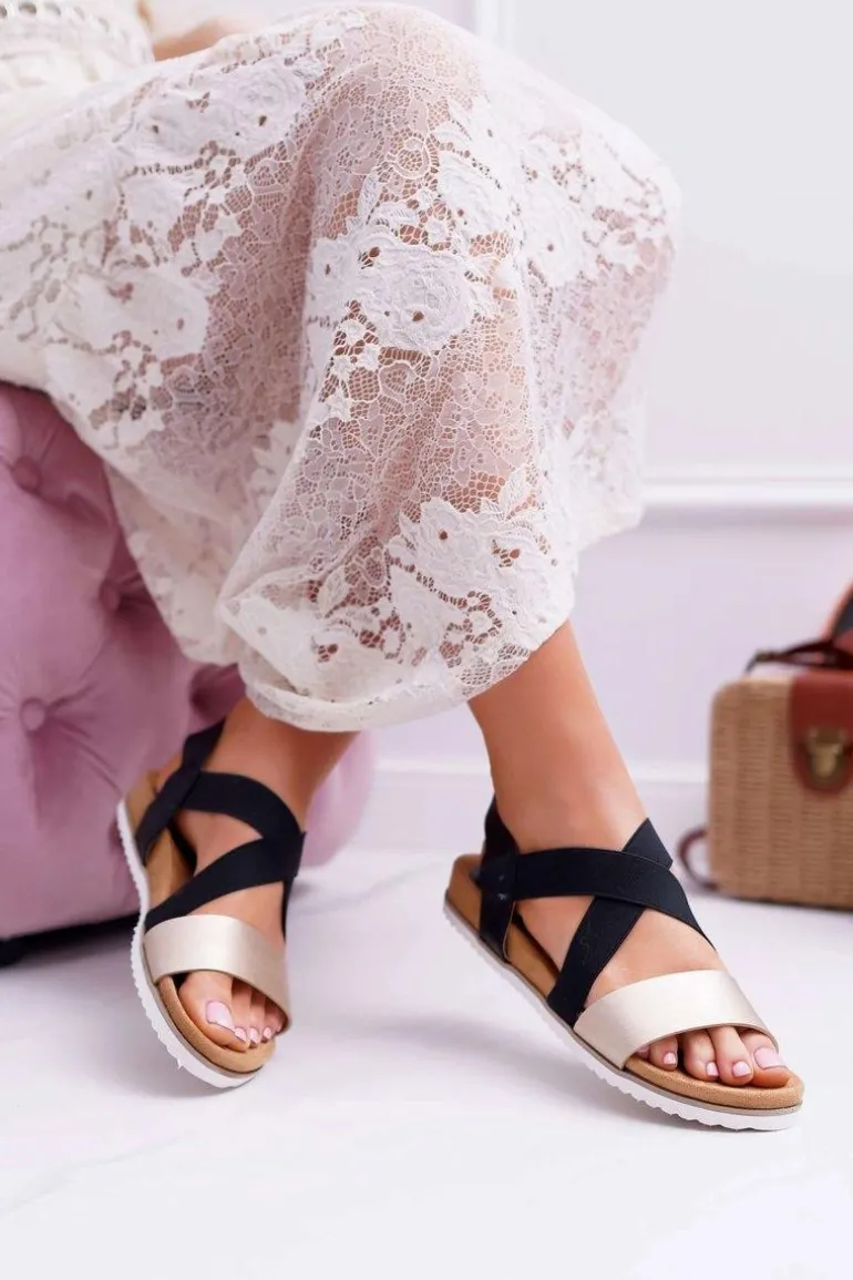 Czarne Sandały Damskie Z Gumkami Itako