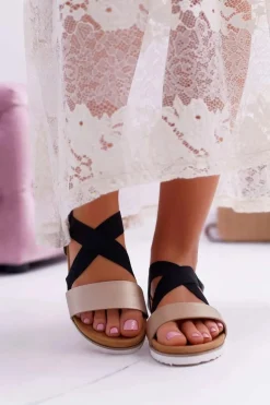 Czarne Sandały Damskie Z Gumkami Itako