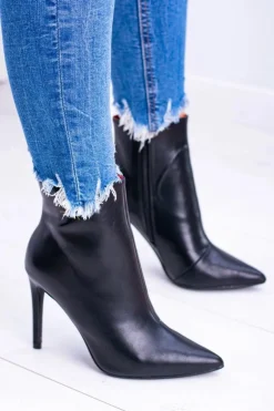 Czarne Wysokie Botki Na Szpilce Remos