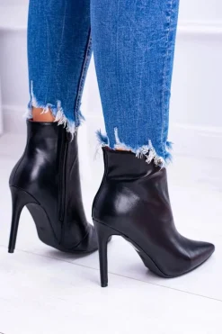 Czarne Wysokie Botki Na Szpilce Remos