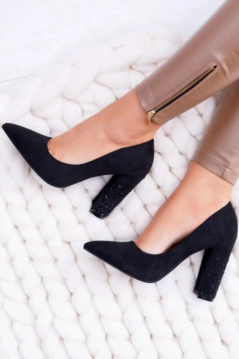 Czarne Zamszowe Czółenka Razor