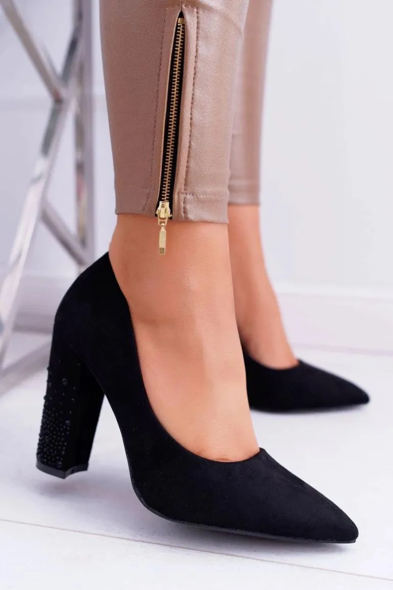 Czarne Zamszowe Czółenka Razor