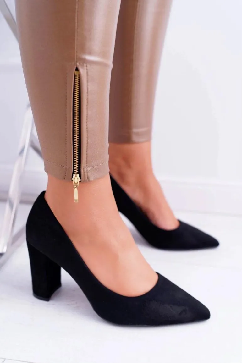 Czarne Zamszowe Czółenka Satisfied