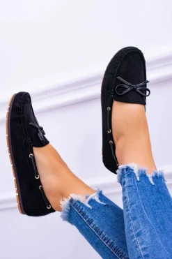 Czarne Zamszowe Mokasyny Comfort Gucio