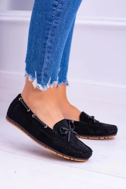 Czarne Zamszowe Mokasyny Comfort Gucio