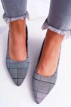 Czółenka Damskie Czarne w Kratkę Colia