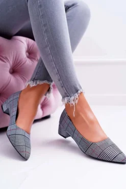 Czółenka Damskie Czarne w Kratkę Colia