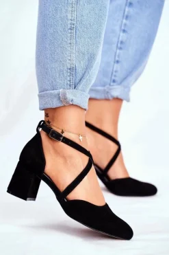 Czółenka Damskie Maciejka Skórzane Czarne 04070-01