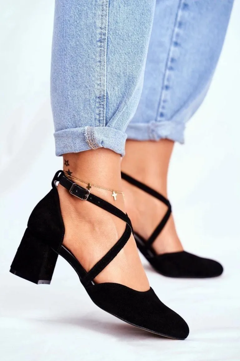 Czółenka Damskie Maciejka Skórzane Czarne 04070-01