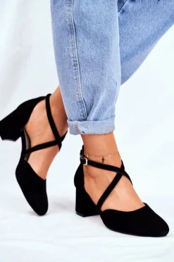 Czółenka Damskie Maciejka Skórzane Czarne 04070-01