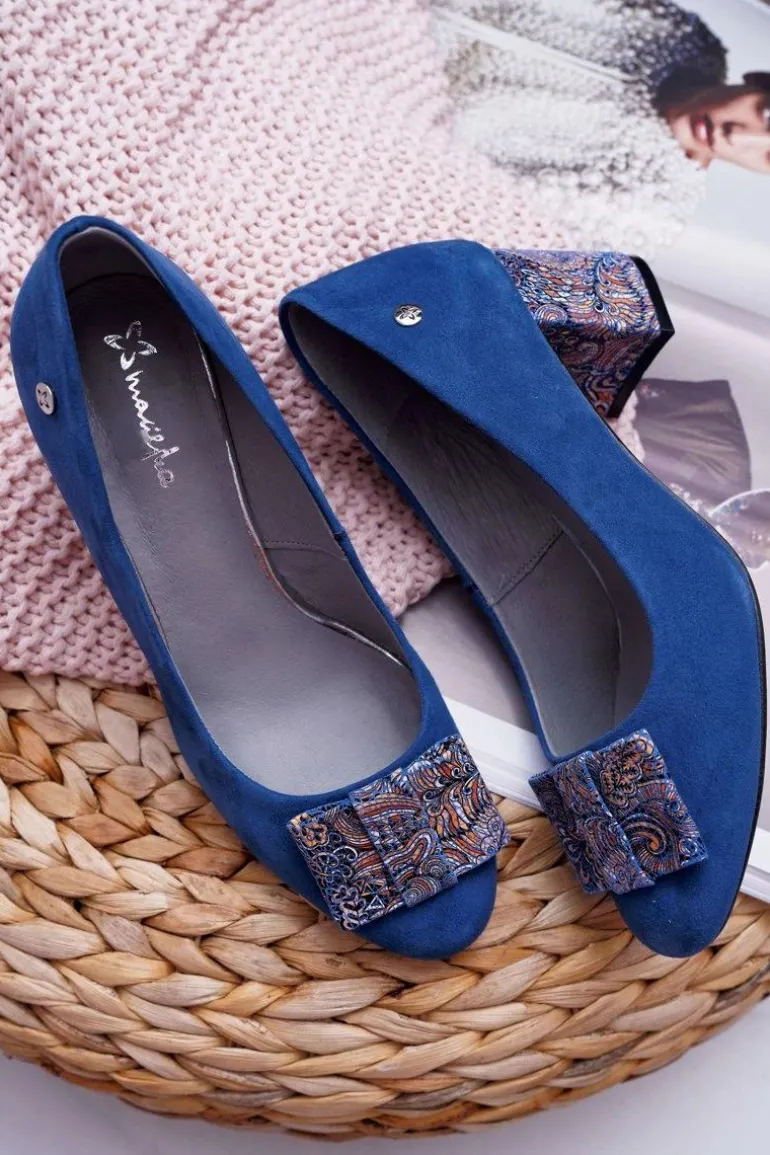 Czółenka Damskie Maciejka Zamszowe Granatowe 3356A-17/00-1