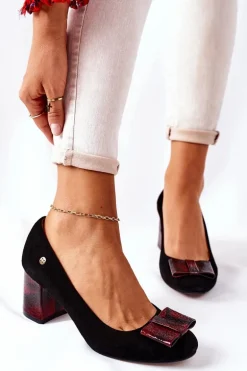 Czółenka Damskie Maciejka Zamszowe Czarne 3356A-20