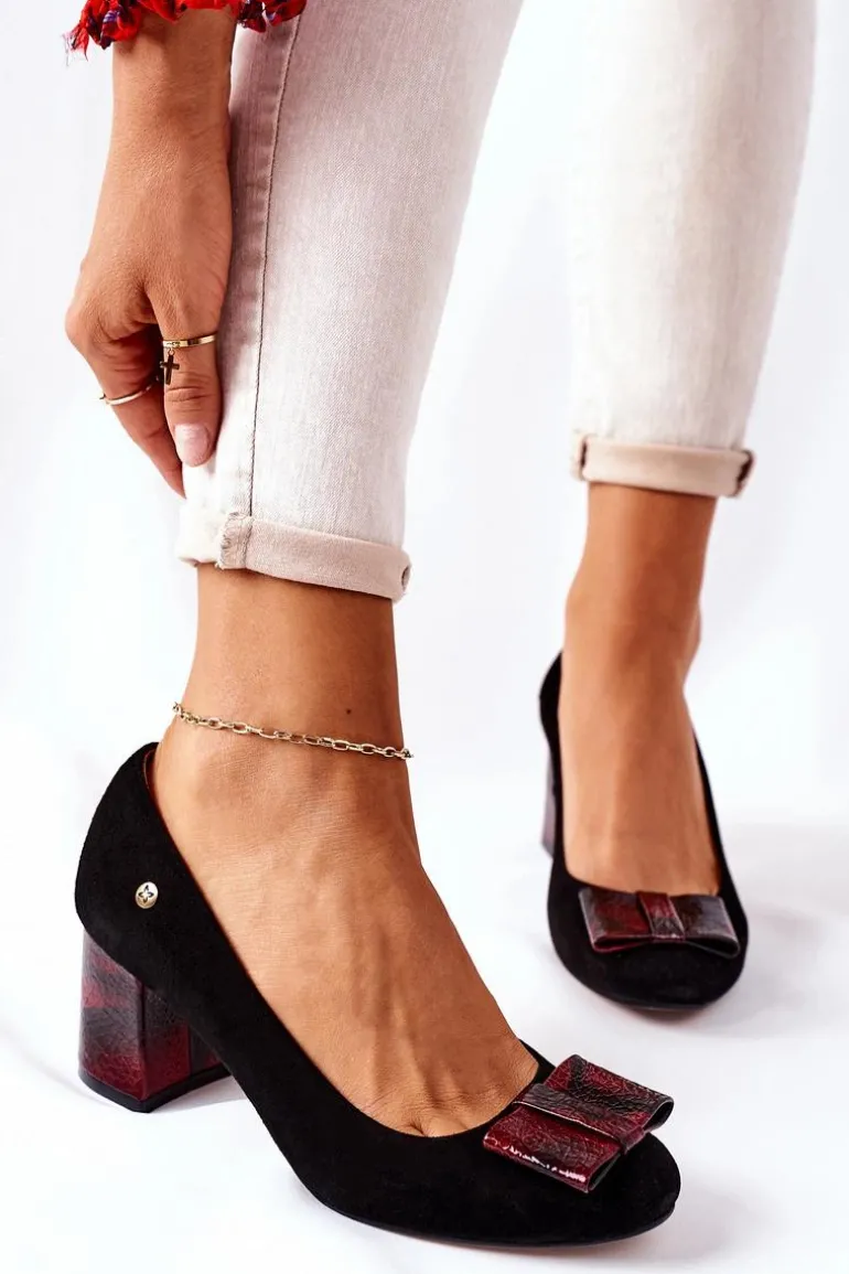 Czółenka Damskie Maciejka Zamszowe Czarne 3356A-20