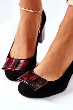 Czółenka Damskie Maciejka Zamszowe Czarne 3356A-20