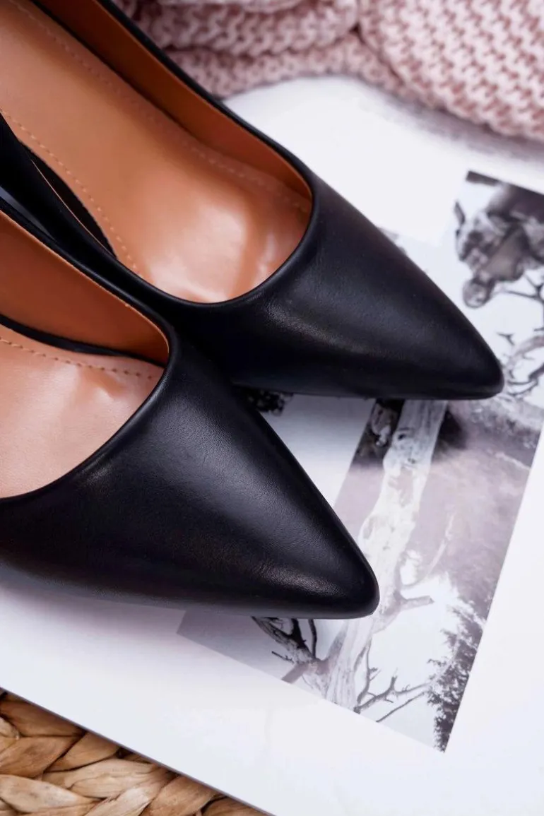 Czółenka Damskie Na Słupku Czarne Femmini