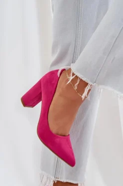 Czółenka Damskie Na Słupku Eko Zamszowe Fuksja Florena