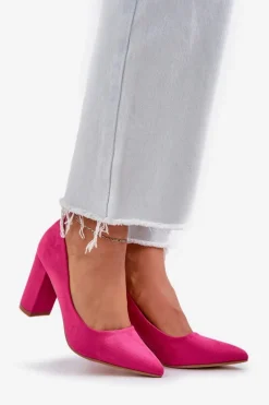 Czółenka Damskie Na Słupku Eko Zamszowe Fuksja Florena