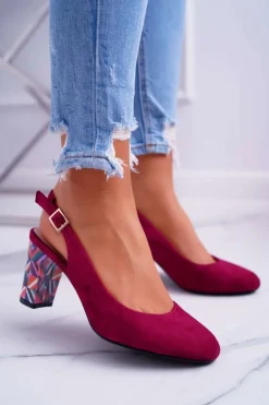 Czółenka Damskie Na Słupku Galanterki Sergio Leone SK788 Fuksja Lati