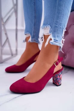 Czółenka Damskie Na Słupku Galanterki Sergio Leone SK788 Fuksja Lati