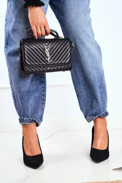 Czółenka Damskie Na Słupku Sergio Leone Czarne PB216