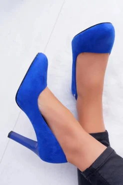 Czółenka damskie Na Słupku Sergio Leone Zamsz Indygo Campbell