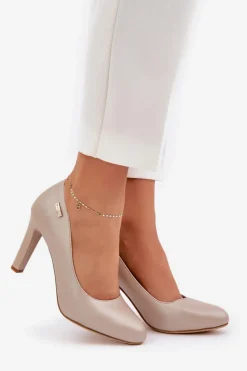 Czółenka Damskie Na Słupku Sergio Leone Nude Perła Campbell